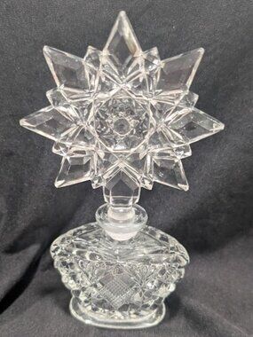 Vintage Cut Glass Perfume Bottle with Star Stopper